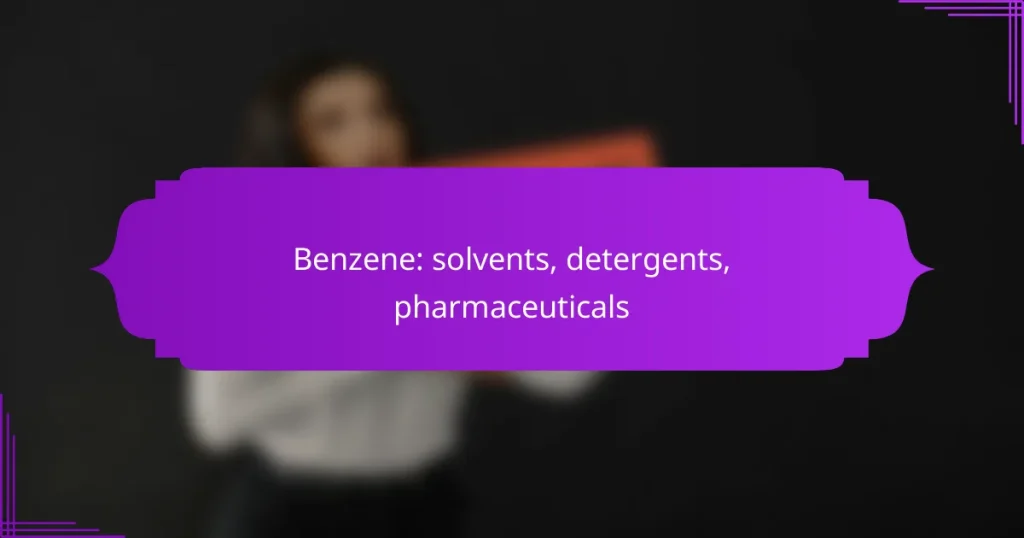 Benzene: solvents, detergents, pharmaceuticals