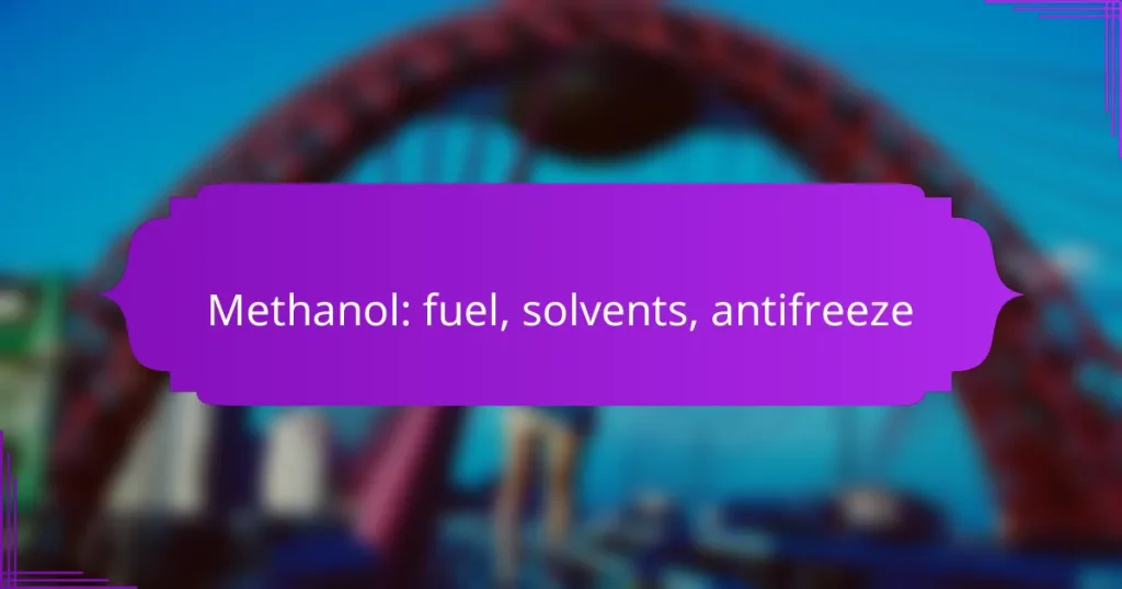 Methanol: fuel, solvents, antifreeze