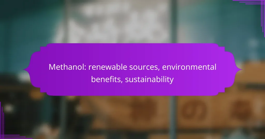 Methanol: renewable sources, environmental benefits, sustainability