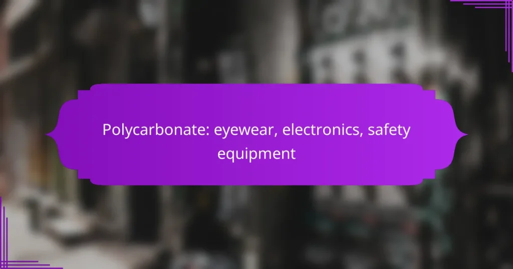 Polycarbonate: eyewear, electronics, safety equipment