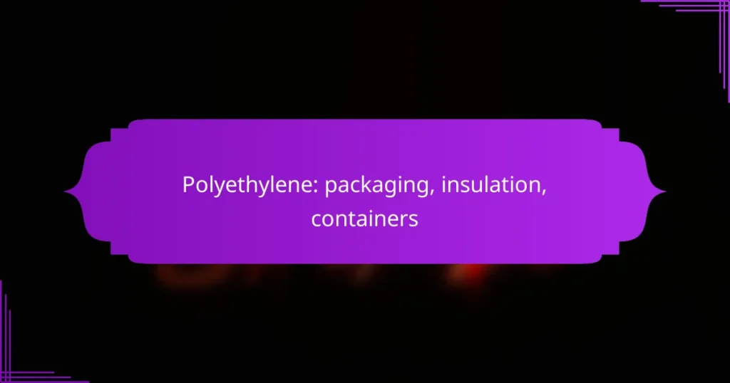 Polyethylene: packaging, insulation, containers